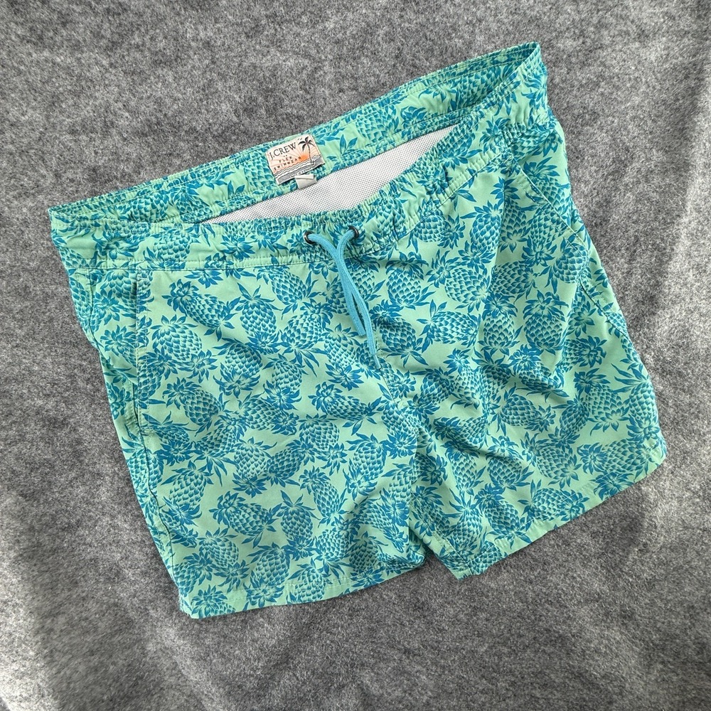 J‎ Crew Men's Flex Lined Swim Trunks Shorts Sz Small Pineapples Elastic Waist 7"